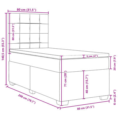 vidaXL Ramsäng med madrass ljusgrå 80x200 cm tyg