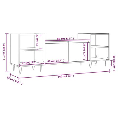 vidaXL Tv-bänk grå sonoma 160x35x55 cm konstruerat trä