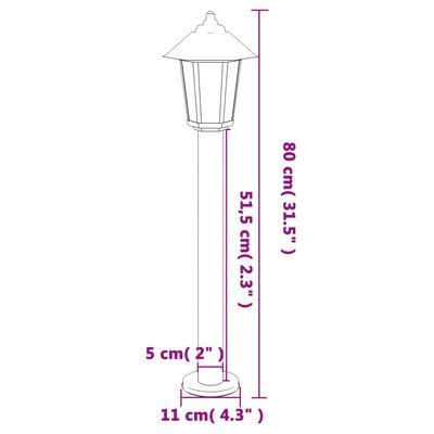 vidaXL Utomhusgolvlampa svart 80 cm rostfritt stål