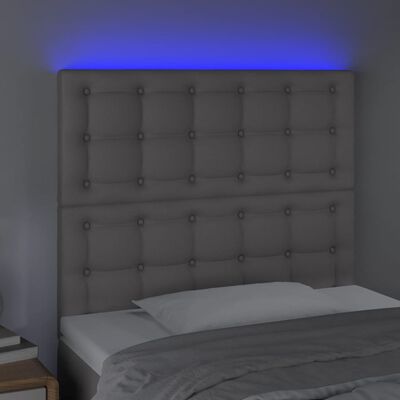 vidaXL Sänggavel LED grå 90x5x118/128 cm konstläder