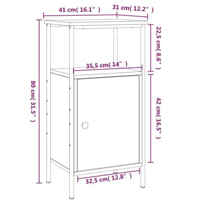 vidaXL Sängbord 2 st brun ek 41x31x80 cm konstruerat trä