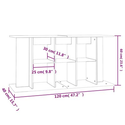 vidaXL Akvariebänk vit 120x40x60 cm konstruerat trä