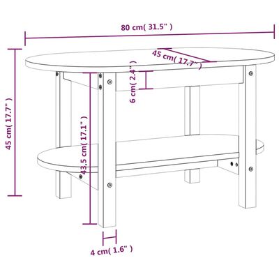 vidaXL Soffbord svart 80x45x45 cm massiv furu