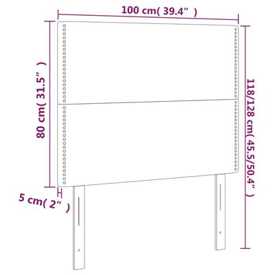 vidaXL Sänggavel LED svart 100x5x118/128 cm konstläder