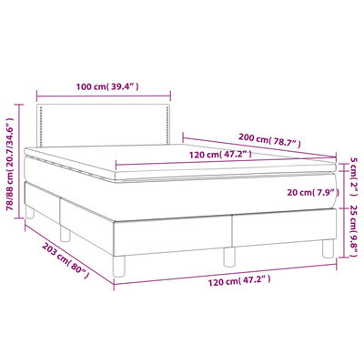 vidaXL Ramsäng med madrass & LED vit 120x200 cm konstläder