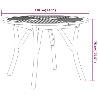 vidaXL Trädgårdsbord Ø 110 cm massivt akaciaträ