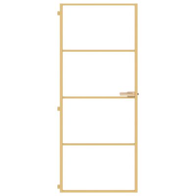 vidaXL Innerdörr guld 83x201,5 cm härdat glas och aluminium slim