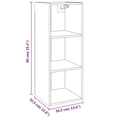 vidaXL Väggskåp betonggrå 34,5x32,5x90 cm konstruerat trä