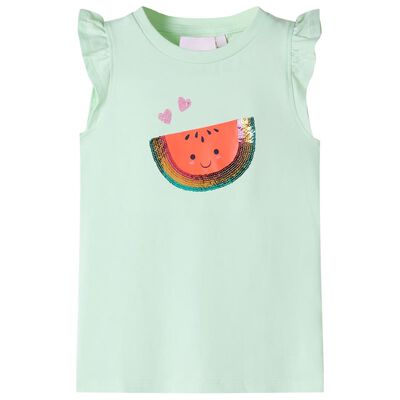 T-shirt med volangärmar för barn mjuk grön 116
