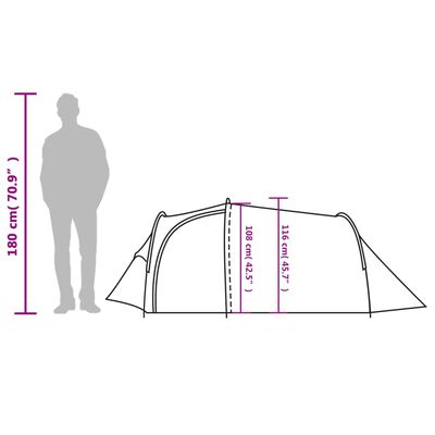 vidaXL Campingtält tunnel 3 personer orange vattentätt