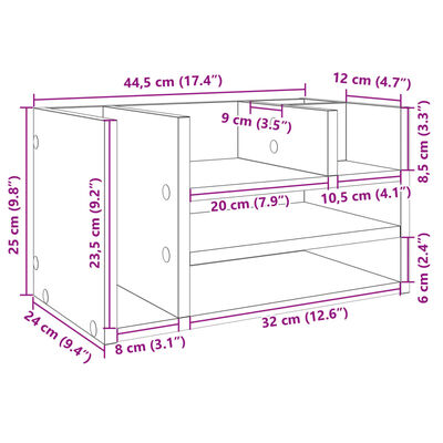 vidaXL Skrivbordshyllor sonoma-ek 44,5x24x25 cm konstruerat trä