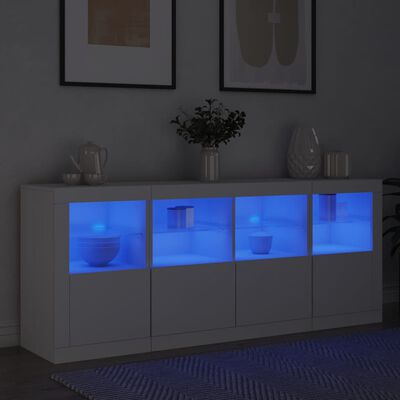 vidaXL Skänk med LED-belysning vit 163x37x67 cm