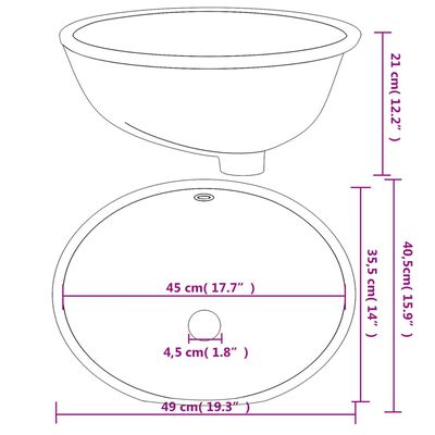 vidaXL Handfat vit 49x40,5x21 cm ovalt keramik