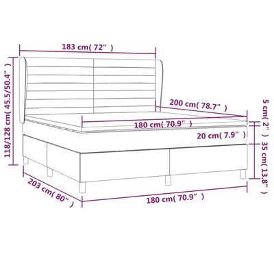 vidaXL Ramsäng med madrass ljusgrå 180x200 cm sammet