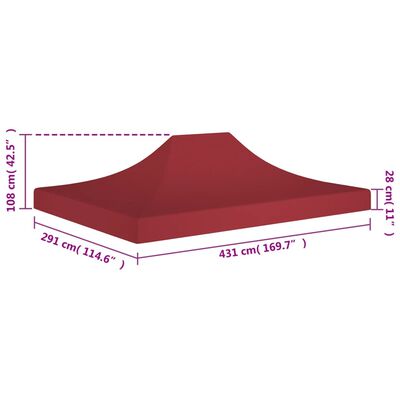 vidaXL Tak till partytält 4,5x3 m vinröd 270 g/m²