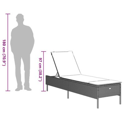 vidaXL Solsängar med dynor set 3 delar ljusgrå konstrotting