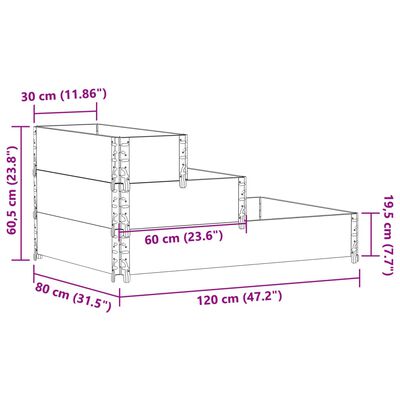 vidaXL Pallkrage 3 nivåer 120x80 cm massiv furu