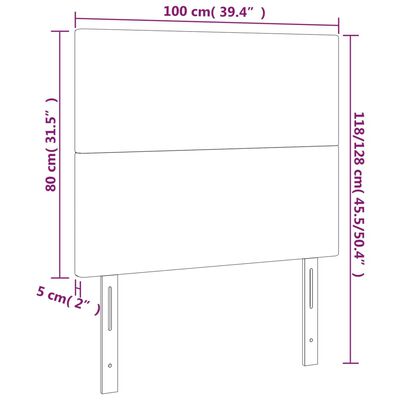 vidaXL Sänggavel LED mörkgrå 100x5x118/128 cm sammet