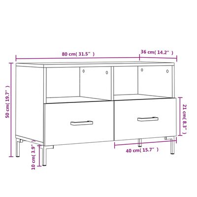 vidaXL Tv-bänk vit högglans 80x36x50 cm konstruerat trä