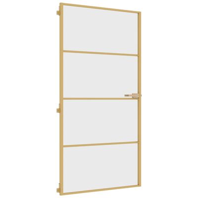 vidaXL Innerdörr guld 102,5x201,5 cm härdat glas och aluminium slim