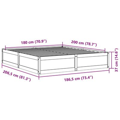 vidaXL Sängram utan madrass vit 180x200 cm massiv furu