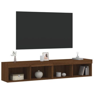 vidaXL Tv-bänk med LED-belysning 2 st brun ek 80x30x30 cm