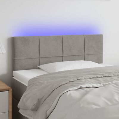 vidaXL Sänggavel LED ljusgrå 90x5x78/88 cm sammet