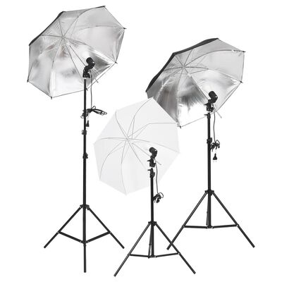 vidaXL Fotostudio med lampor, bakgrund och reflexskärm