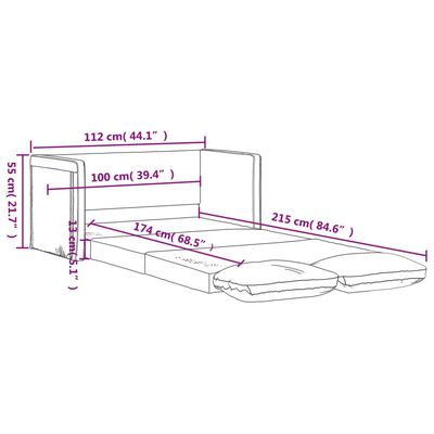 vidaXL Golvbäddsoffa 2-i-1 mörkgrå 112x174x55 cm tyg