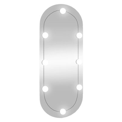 vidaXL Väggspegel med LED-belysning 30x70 cm glas oval