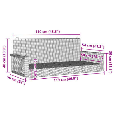 vidaXL Gungbänk beige 119x56x48 cm konstrotting