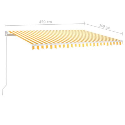 vidaXL Markis med stolpar manuellt infällbar 4,5x3,5 m gul och vit