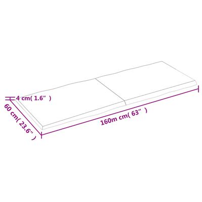 vidaXL Bordsskiva ljusbrun 160x60x(2-4) cm massivt trä levande kant