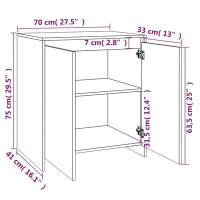 vidaXL Skänk svart 70x41x75 cm konstruerat trä