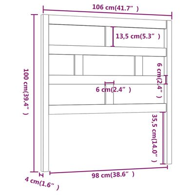 vidaXL Sänggavel 106x4x100 cm massiv furu