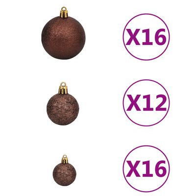 vidaXL Julgranskulor 100 delar set 3/4/6 cm brun/brons/guld