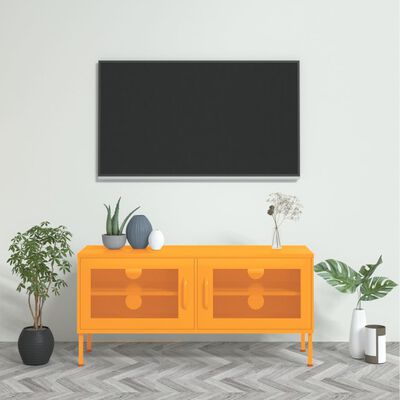 vidaXL Tv-bänk senapsgul 105x35x50 cm stål