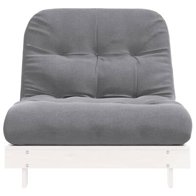 vidaXL Futonbäddsoffa med madrass vit 80x206x11 cm massiv furu