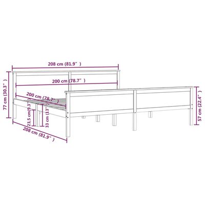 vidaXL Sängram massiv furu 200x200 cm