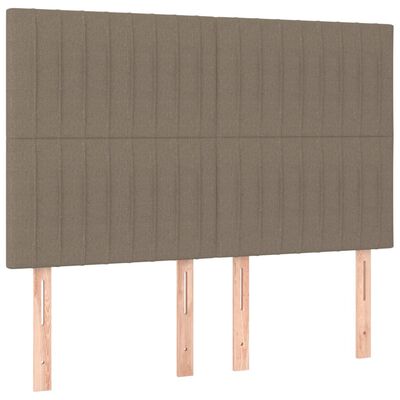 vidaXL Sänggavel LED taupe 144x5x118/128 cm tyg