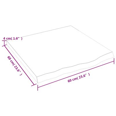 vidaXL Bänkskiva badrum mörkbrun 60x60x(2-4) cm behandlat massivt trä