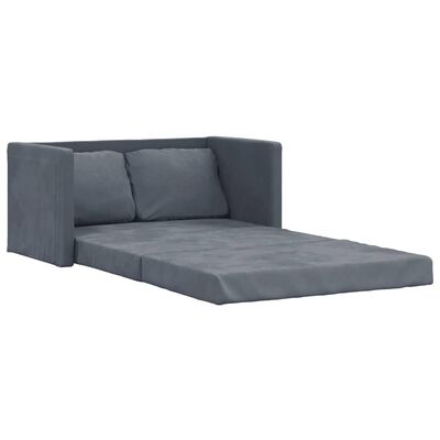 vidaXL Golvbäddsoffa 2-i-1 mörkgrå 122x204x55 cm sammet