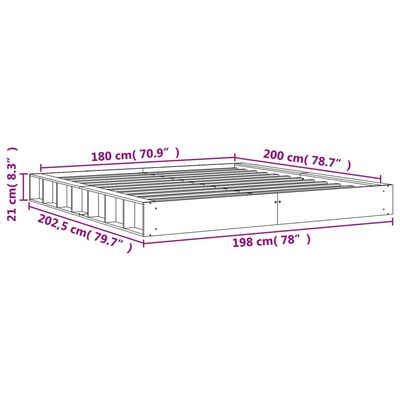 vidaXL Sängram utan madrass vaxbrun 180x200 cm massiv furu