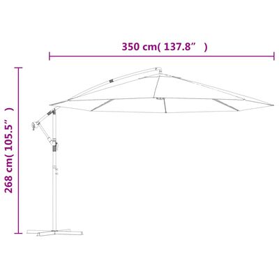 vidaXL Frihängande trädgårdsparasoll aluminiumstång 350 cm terrakotta