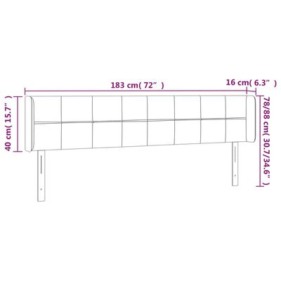 vidaXL Sänggavel LED svart 183x16x78/88 cm sammet