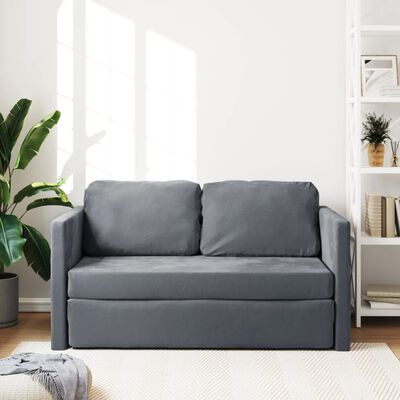 vidaXL Golvbäddsoffa 2-i-1 mörkgrå 122x204x55 cm sammet