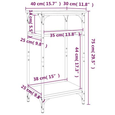 vidaXL Soffbord sonoma-ek 40x30x75 cm konstruerat trä