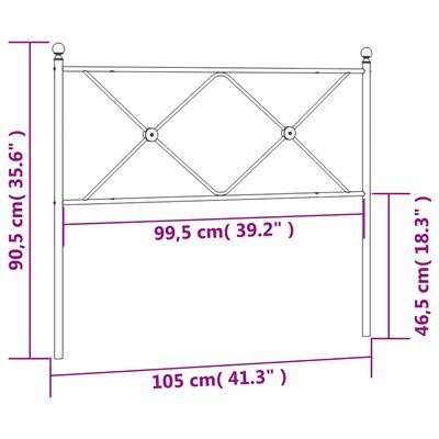 vidaXL Huvudgavel metall svart 100 cm