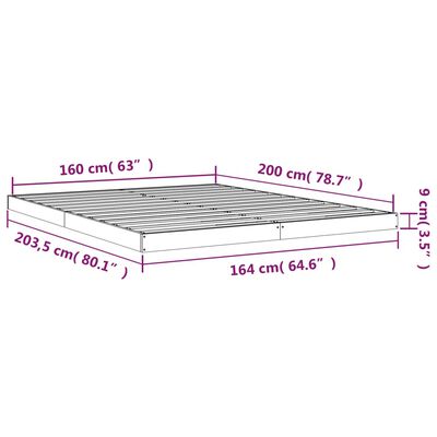 vidaXL Sängram 160x200 cm massiv furu