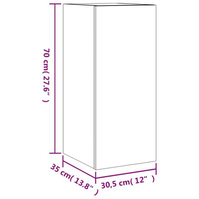 vidaXL Väggmonterad tv-bänk LED svart 30,5x35x70 cm